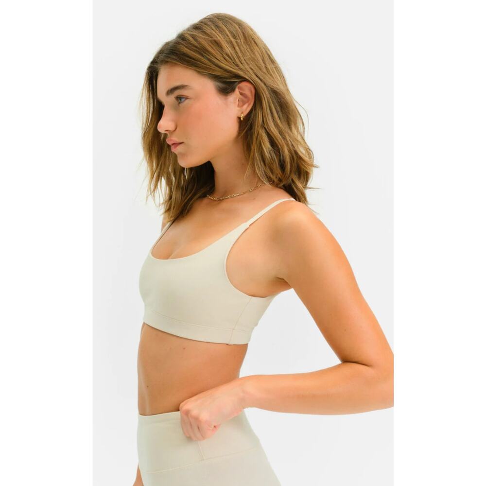 MATE The Label Organic Stretch Scoop Bra Adjustable Bone XS NWOT